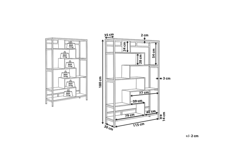 Hylly Musta/Tumma puu DAVEN - Puu/Luonnonväri - Säilytys - Hylly - Kirjahylly