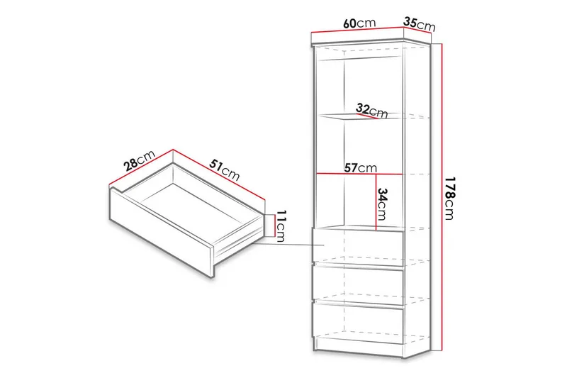 Hylly Office 60x35x180 cm - Säilytys - Hylly - Kirjahylly