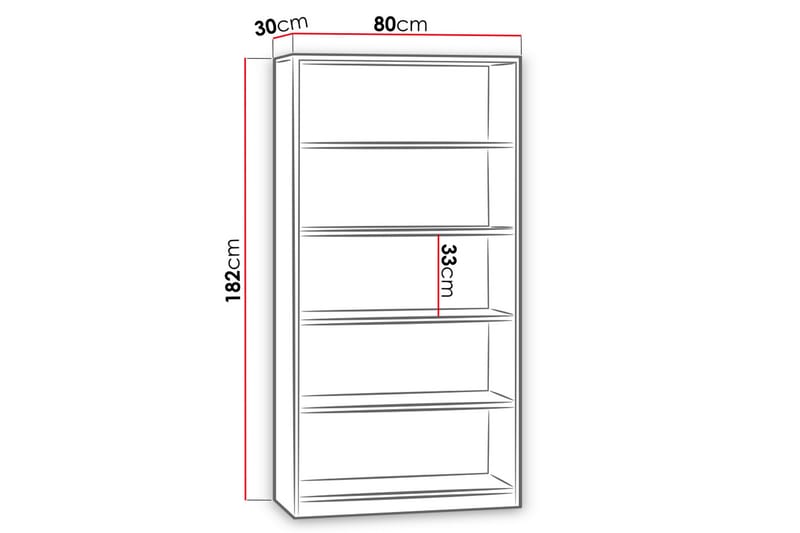 Hylly Office 80x30x182 cm - Kirjahylly - Hylly