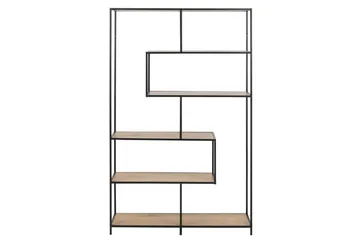 Hylly Seaford 114x35x185 cm Tammi/Musta - Säilytys - Hylly - Kirjahylly