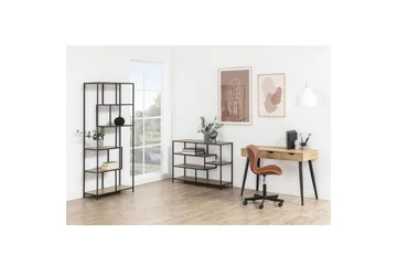 Hylly Seaford 77x35x185 cm Tammi/Musta - Säilytys - Hylly - Kirjahylly