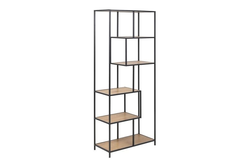 Hylly Seaford 77x35x185 cm Tammi/Musta - Säilytys - Hylly - Kirjahylly