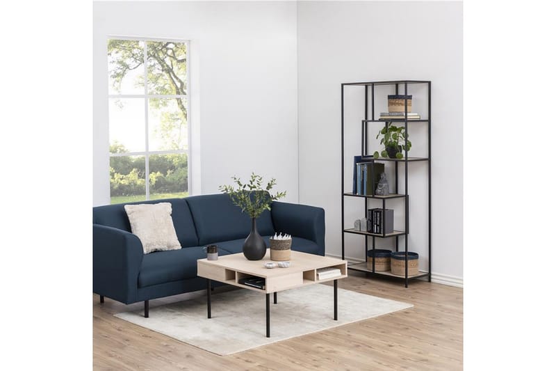 Hylly Seaford 77x35x185 cm Tammi/Musta - Säilytys - Hylly - Kirjahylly