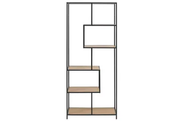 Hylly Seaford 77x35x185 cm Tammi/Musta - Säilytys - Hylly - Kirjahylly