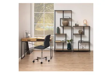 Hylly Seaford 77x35x185 cm Tammi/Musta - Säilytys - Hylly - Kirjahylly