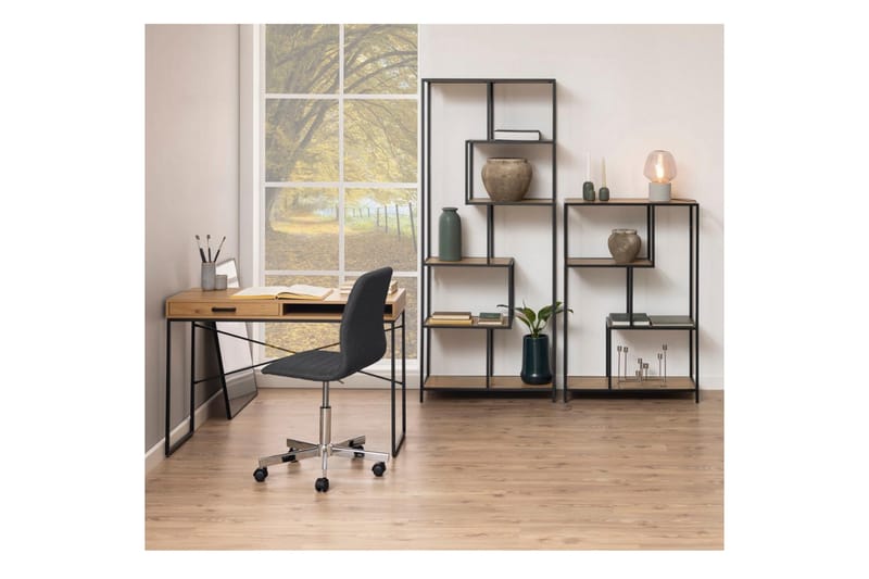 Hylly Seaford 77x35x185 cm Tammi/Musta - Säilytys - Hylly - Kirjahylly