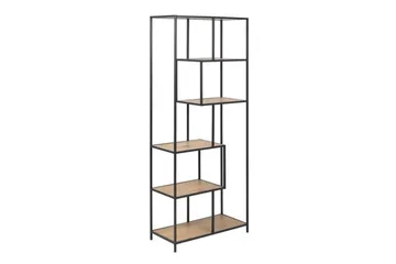Hylly Seaford 77x35x185 cm Tammi/Musta - Säilytys - Hylly - Kirjahylly