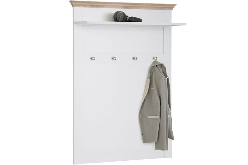 Hylly Borgela 80 cm - Valkoinen/Ruskea - Säilytys - Vaatesäilytys - Vaatenaulakko - Koukkunaulakot