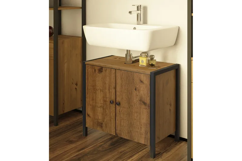 Pesuallas Henika 60 cm - Ruskea/Musta - Talo & remontointi - Keittiö & kylpyhuone - Kylpyhuone - Kylpyhuonekalusteet - Allaskaappi