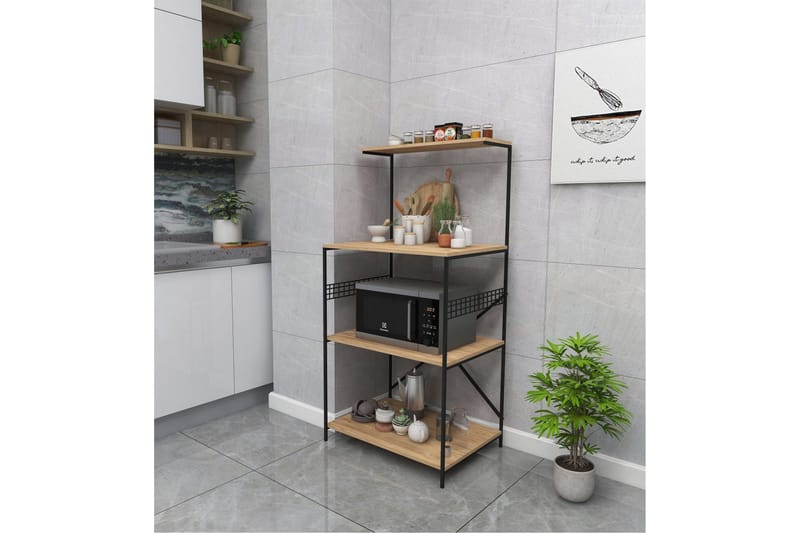 Vapaasti seisova hyllytaso Cartin-keittiöhylly 45x60 cm Luonnonväri, musta - Säilytys - Hylly - Hyllytaso & hyllynkannatin