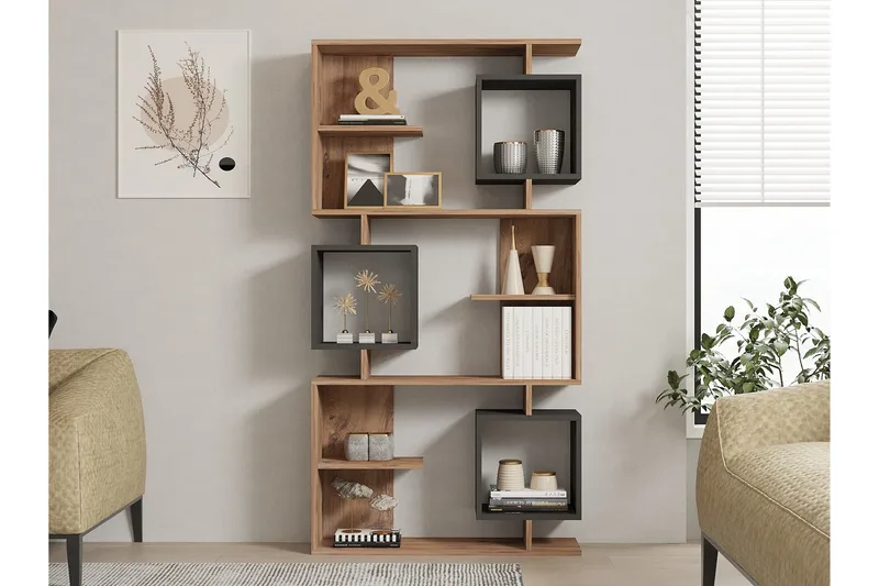 Icardi Kirjahylly 90 cm - Ruskea/Antrasiitti - Säilytys - Hylly - Kirjahylly