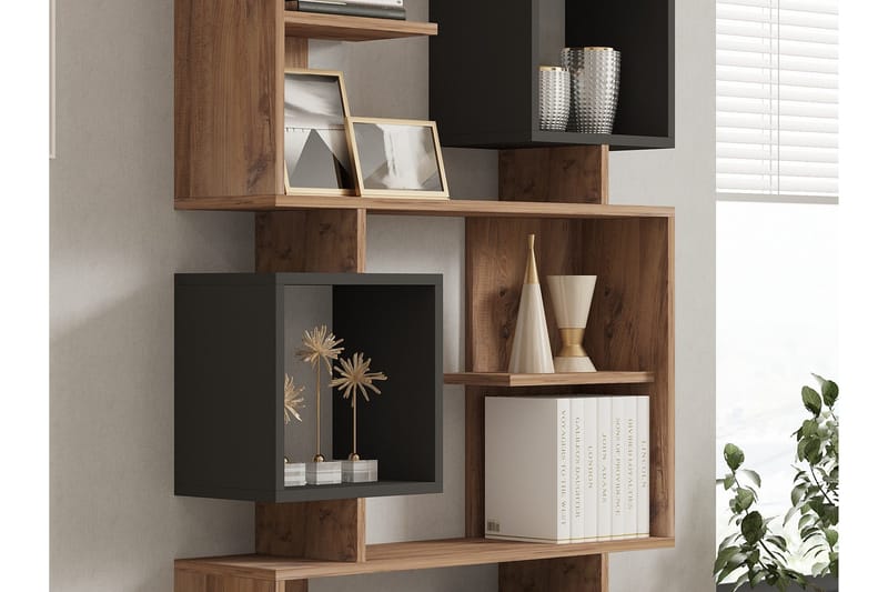 Icardi Kirjahylly 90 cm - Ruskea/Antrasiitti - Säilytys - Hylly - Kirjahylly