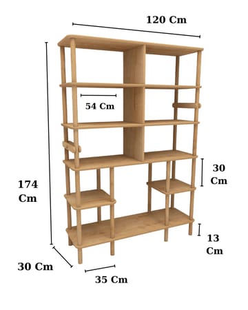 Icterina kirjahylly 120 cm tammi - Ruskea - Säilytys - Hylly - Kirjahylly