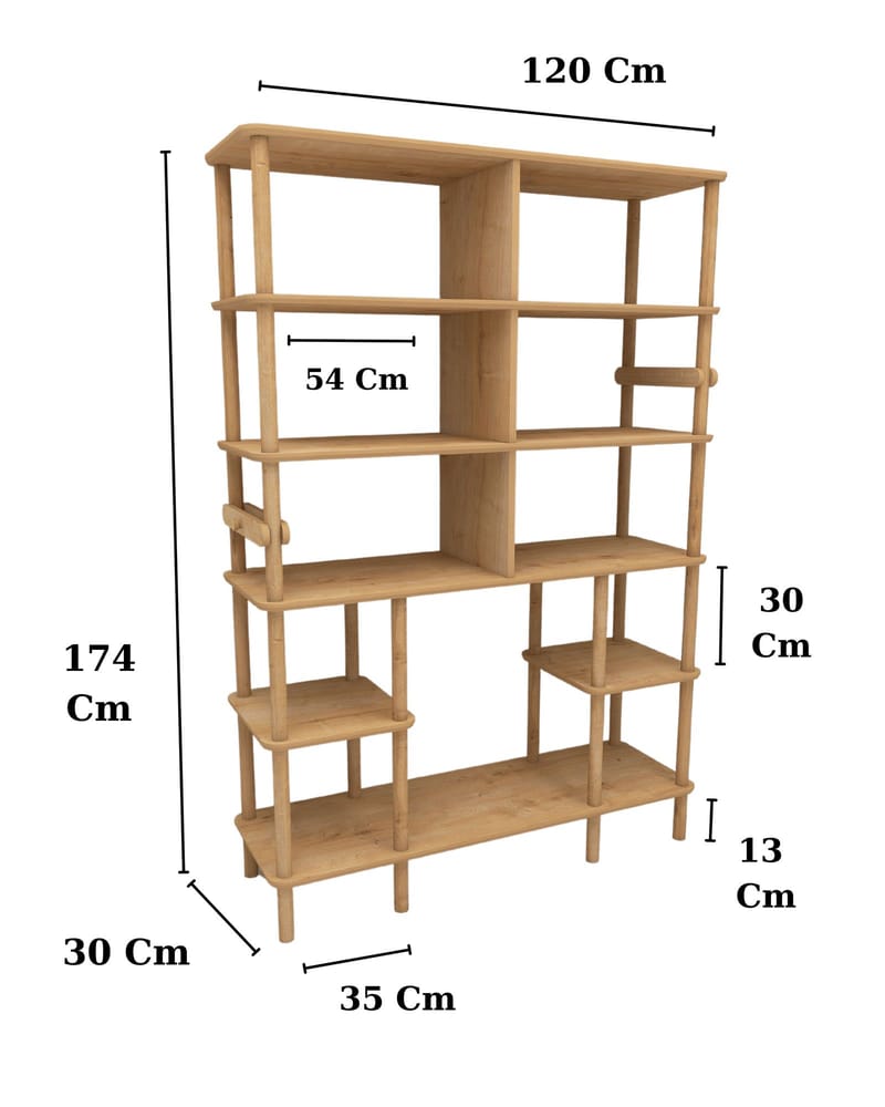 Icterina Kirjahylly 120x174 cm - Tammi - Säilytys - Hylly - Kirjahylly