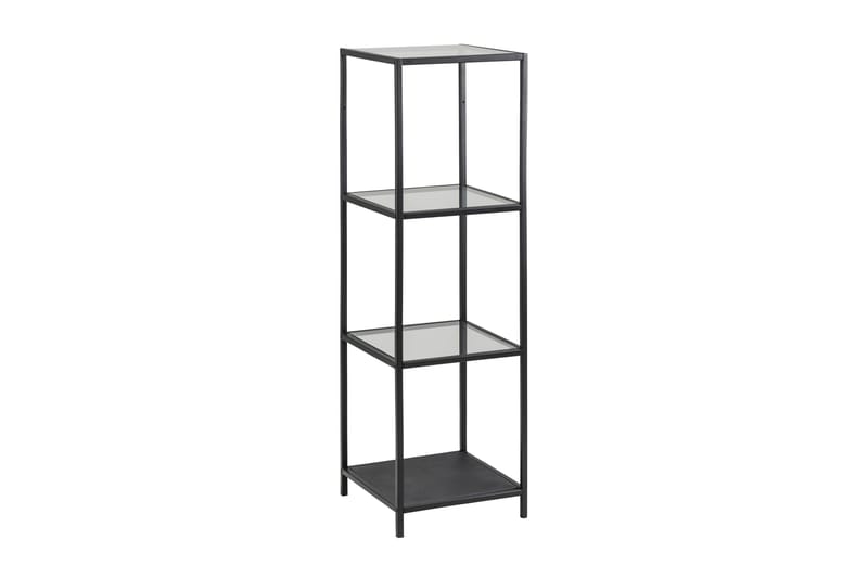 Ikaria kirjahylly 35 cm 4 lasi- ja metallihyllyllä, Musta