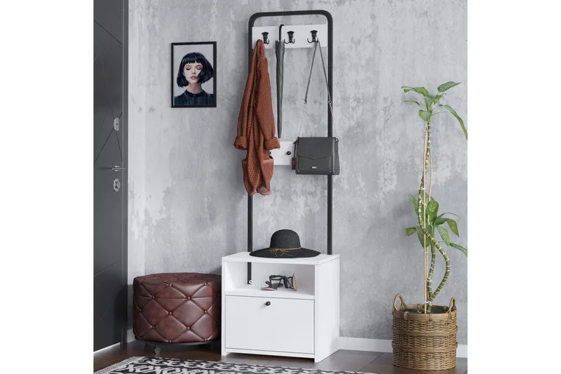 Käytävänaulakko Springhill Valkoinen / Musta - Musta/Valkoinen - Säilytys - Hylly - Hattuhylly