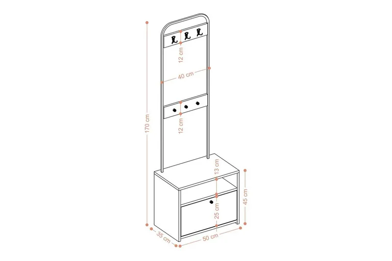 Käytävänaulakko Springhill Valkoinen / Musta - Musta/Valkoinen - Huonekalut - Kalustesetit - Eteisen kalustesetit