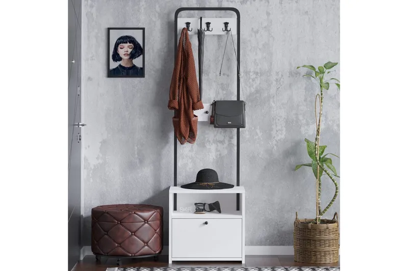 Käytävänaulakko Springhill Valkoinen / Musta - Musta/Valkoinen - Säilytys - Hylly - Hattuhylly