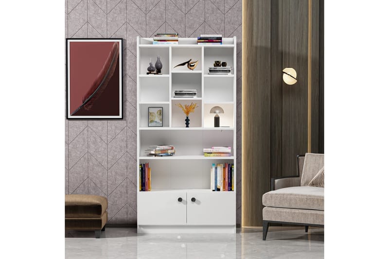 Kashiwa kirjahylly 90x30 cm valkoinen - Hanah Home - Säilytys - Hylly - Kirjahylly