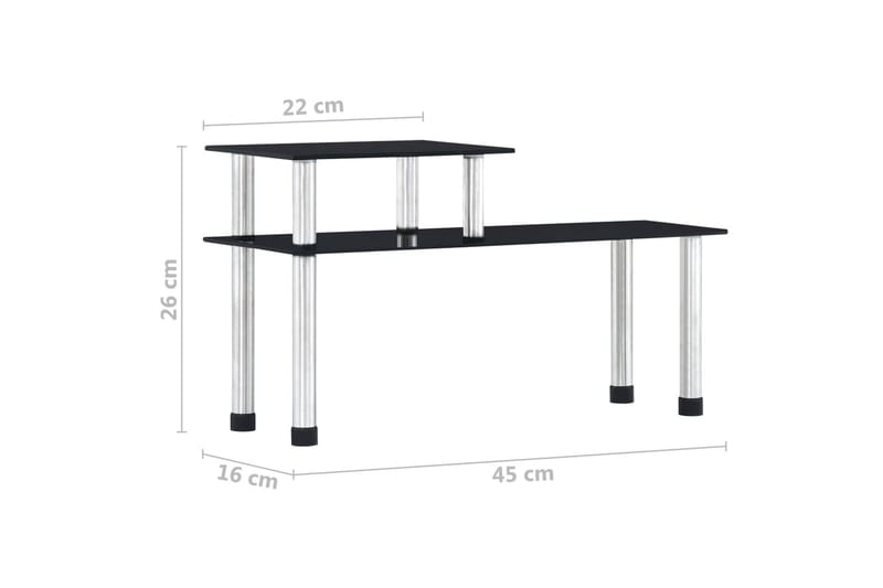 Keittiöhylly musta 45x16x26 cm karkaistu lasi - Musta - Säilytys - Hylly - Kirjahylly