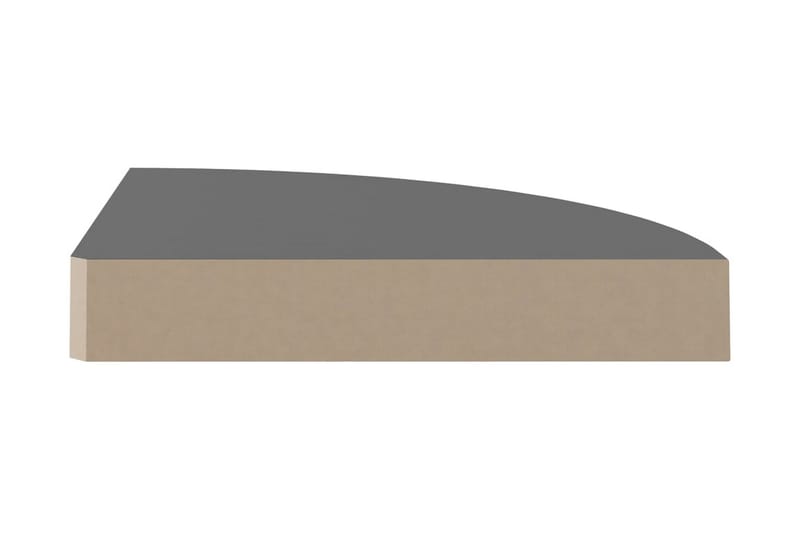 Kelluva kulmahylly korkeakiilto harmaa 25x25x3,8 cm MDF - Harmaa - Säilytys - Hylly - Kulmahylly