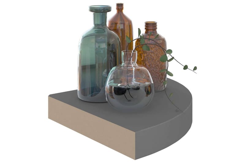 Kelluva kulmahylly korkeakiilto harmaa 25x25x3,8 cm MDF - Harmaa - Säilytys - Hylly - Kulmahylly