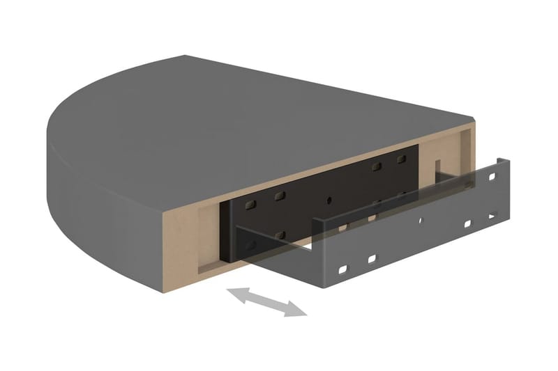 Kelluva kulmahylly korkeakiilto harmaa 25x25x3,8 cm MDF - Harmaa - Säilytys - Hylly - Kulmahylly