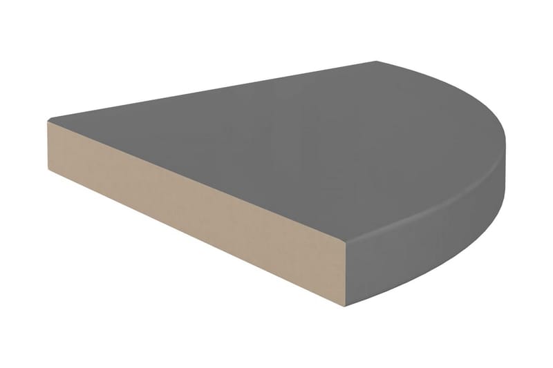 Kelluva kulmahylly korkeakiilto harmaa 35x35x3,8 cm MDF - Harmaa - Säilytys - Hylly - Kulmahylly