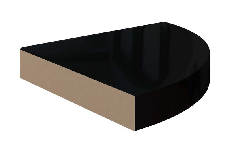 Kelluva kulmahylly korkeakiilto musta 25x25x3,8 cm MDF - Musta - Säilytys - Hylly - Kulmahylly