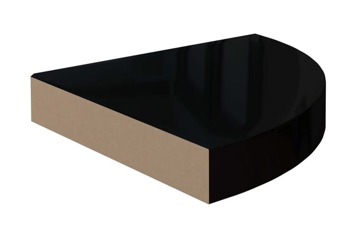 Kelluva kulmahylly korkeakiilto musta 25x25x3,8 cm MDF - Musta - Kulmahylly - Hylly - Keittiöhylly