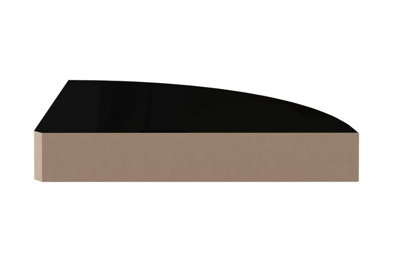 Kelluva kulmahylly korkeakiilto musta 25x25x3,8 cm MDF - Musta - Säilytys - Hylly - Kulmahylly