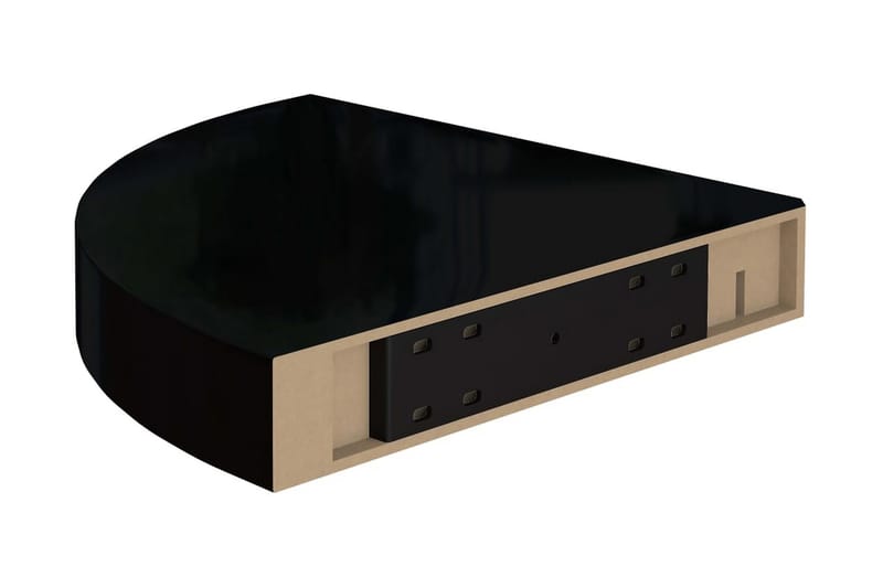 Kelluva kulmahylly korkeakiilto musta 25x25x3,8 cm MDF - Musta - Säilytys - Hylly - Kulmahylly