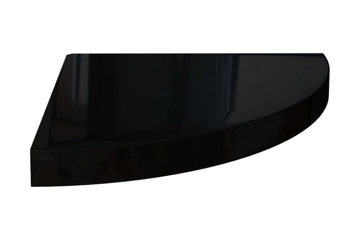 Kelluva kulmahylly korkeakiilto musta 35x35x3,8 cm MDF - Musta - Kulmahylly - Keittiöhylly - Hylly