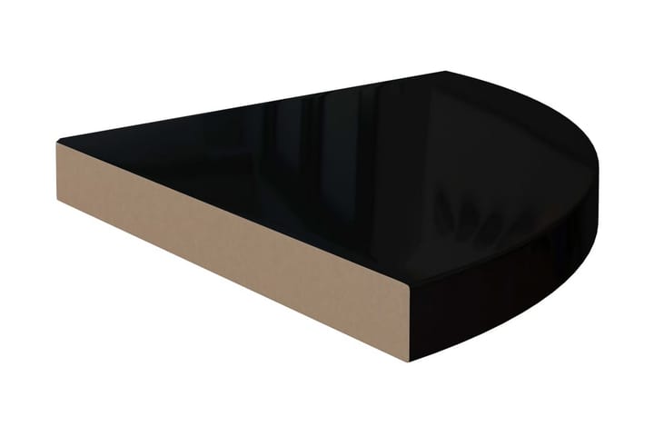 Kelluva kulmahylly korkeakiilto musta 35x35x3,8 cm MDF - Musta - Kulmahylly - Keittiöhylly - Hylly