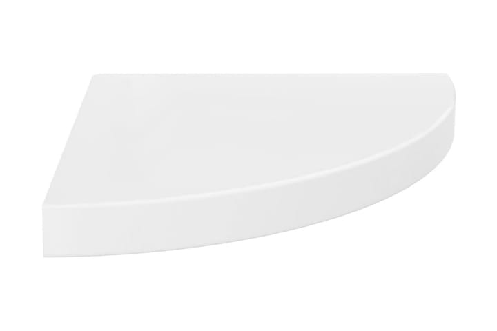 Kelluva kulmahylly korkeakiilto valkoinen 35x35x3,8 cm MDF - Valkoinen - Kulmahylly - Keittiöhylly - Hylly