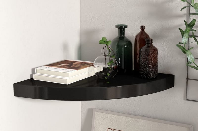 Kelluva kulmahylly musta 35x35x3,8 cm MDF - Musta - Säilytys - Hylly - Kulmahylly