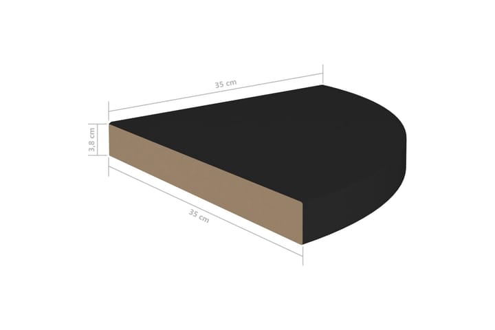 Kelluva kulmahylly musta 35x35x3,8 cm MDF - Musta - Kulmahylly - Keittiöhylly - Hylly