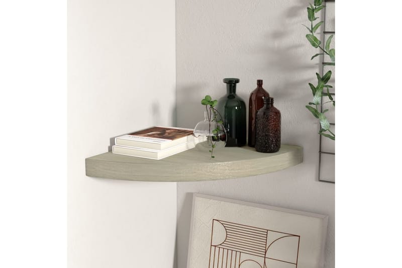 Kelluva kulmahylly tammi 35x35x3,8 cm MDF - Ruskea - Säilytys - Hylly - Kulmahylly