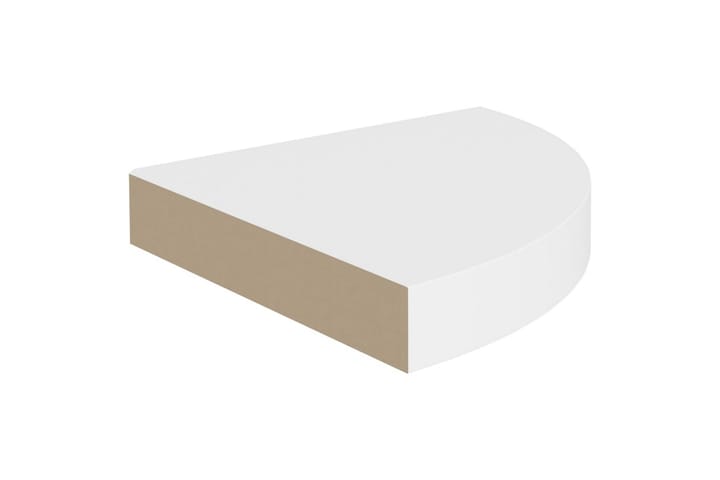 Kelluva kulmahylly valkoinen 25x25x3,8 cm MDF - Valkoinen - Kulmahylly - Keittiöhylly - Hylly