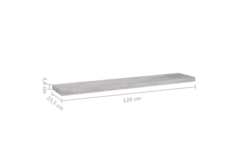 Kelluva seinähylly betoninharmaa 120x23,5x3,8 cm MDF - Harmaa - Säilytys - Hylly - Seinähylly