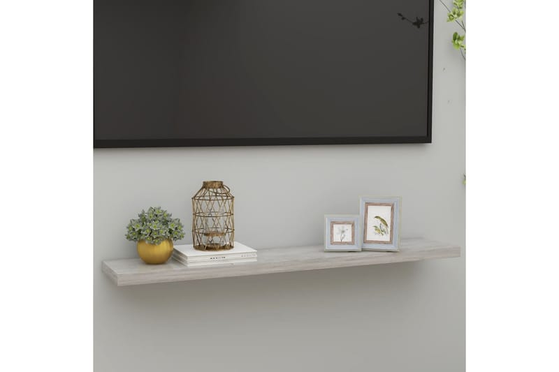 Kelluva seinähylly betoninharmaa 120x23,5x3,8 cm MDF - Harmaa - Säilytys - Hylly - Seinähylly