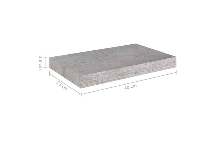 Kelluva seinähylly betoninharmaa 40x23x3,8 cm MDF - Harmaa - Seinähylly - Keittiöhylly - Hylly