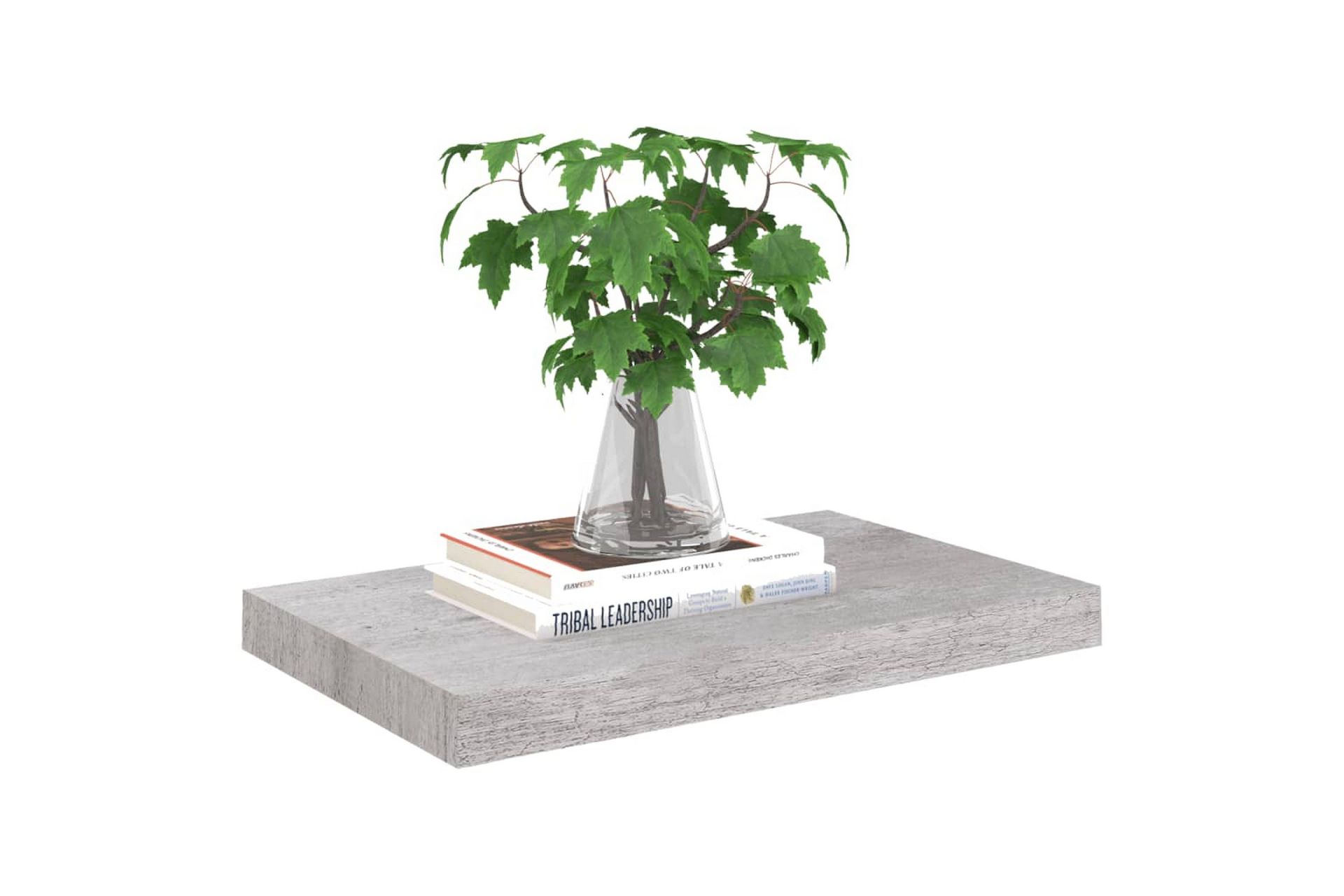 Kelluva seinähylly betoninharmaa 50x23x3,8 cm MDF - Harmaa - Säilytys - Hylly - Seinähylly