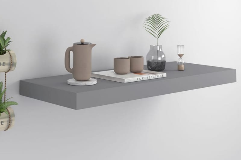 Kelluva seinähylly harmaa 60x23,5x3,8 cm MDF - Harmaa - Säilytys - Hylly - Seinähylly