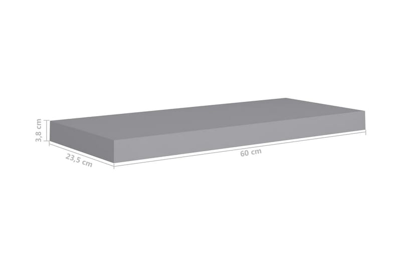Kelluva seinähylly harmaa 60x23,5x3,8 cm MDF - Harmaa - Säilytys - Hylly - Seinähylly