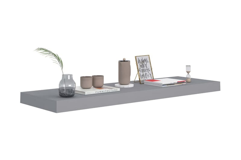 Kelluva seinähylly harmaa 80x23,5x3,8 cm MDF - Harmaa - Säilytys - Hylly - Seinähylly