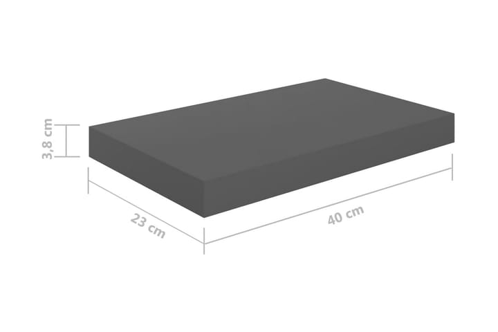 Kelluva seinähylly korkeakiilto harmaa 40x23x3,8 cm MDF - Harmaa - Seinähylly - Keittiöhylly - Hylly