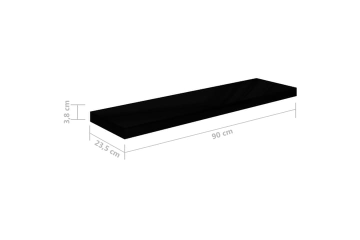 Kelluva seinähylly korkeakiilto musta 90x23,5x3,8 cm MDF - Musta - Seinähylly - Keittiöhylly - Hylly
