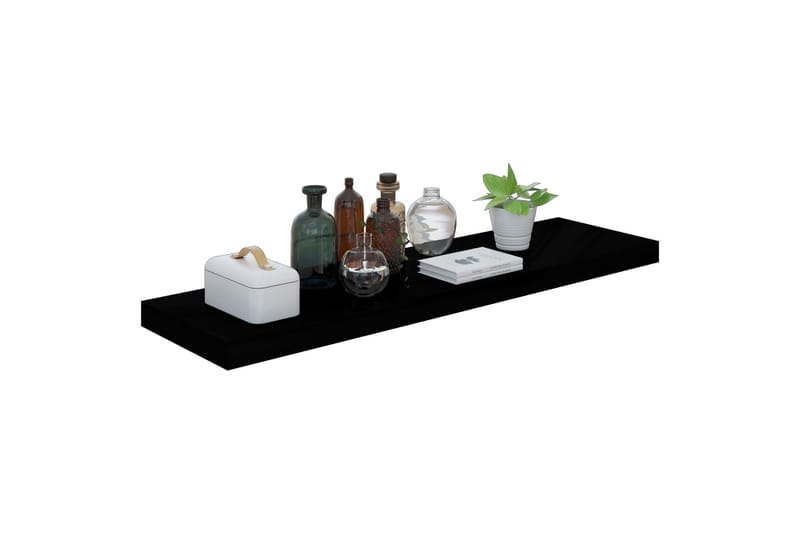 Kelluva seinähylly korkeakiilto musta 90x23,5x3,8 cm MDF - Musta - Säilytys - Hylly - Seinähylly