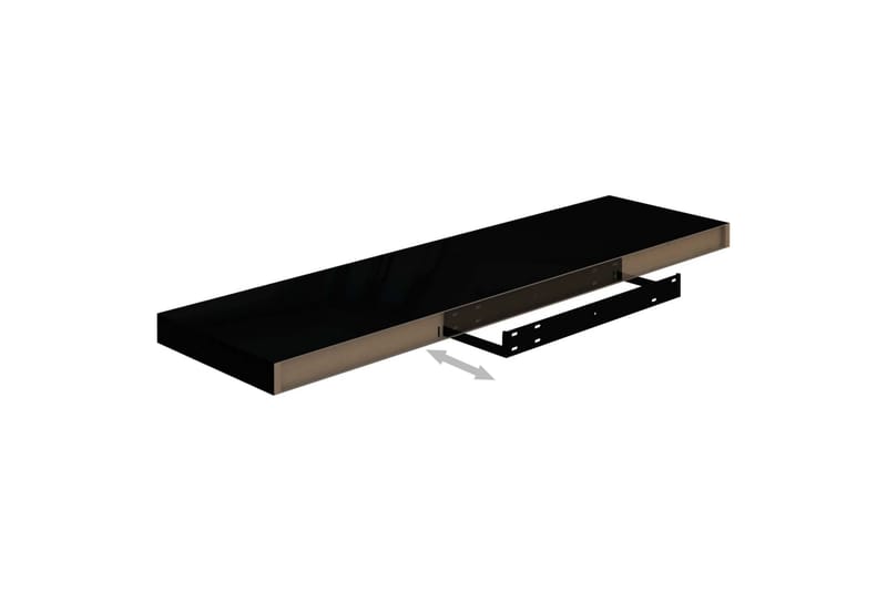 Kelluva seinähylly korkeakiilto musta 90x23,5x3,8 cm MDF - Musta - Säilytys - Hylly - Seinähylly